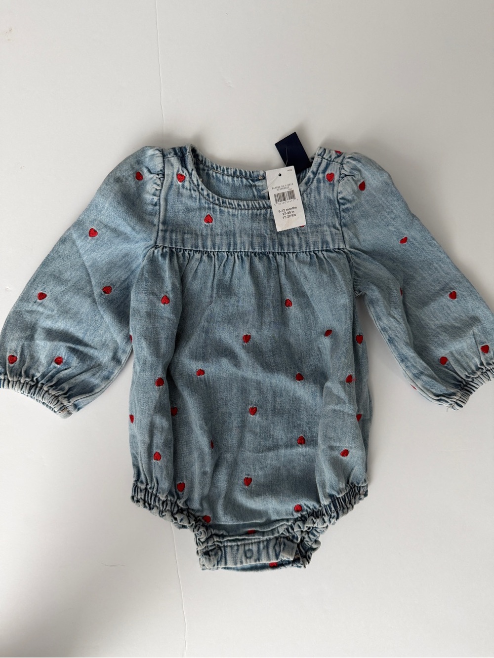 Gap Factory Baby Denim Romper with Strawberry Embroidery
